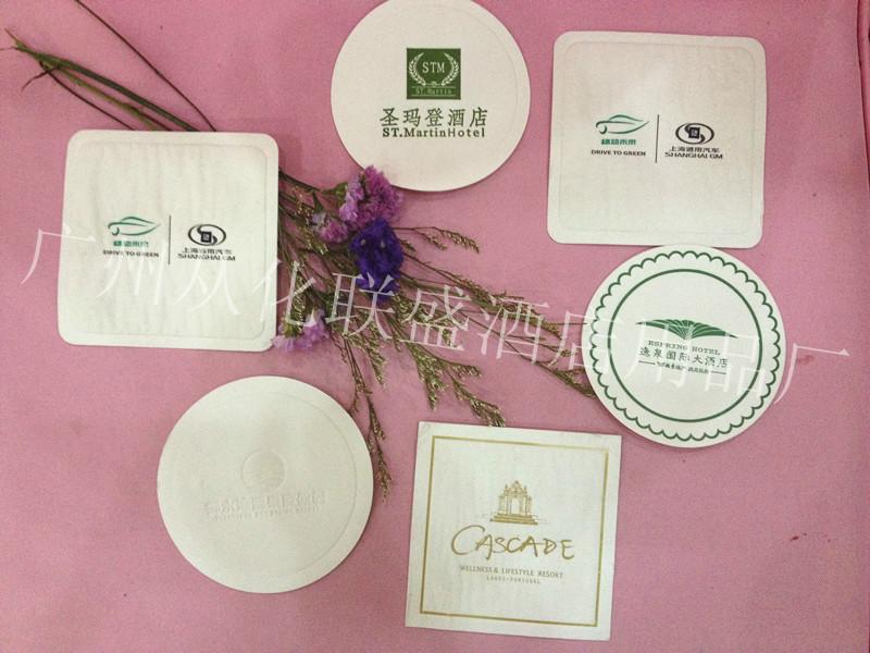 供應(yīng)酒店賓館一次性吸水杯墊定制專版款 直徑85mm圓形杯墊