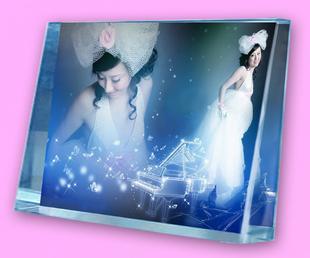 成都創(chuàng)意DIY禮品物 心形水晶影像定制 水晶相片水晶照片
