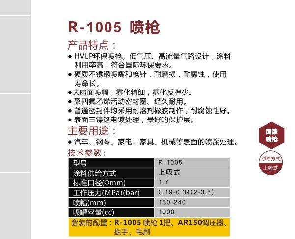 供應成都表面的噴涂處理工具R-1005噴槍