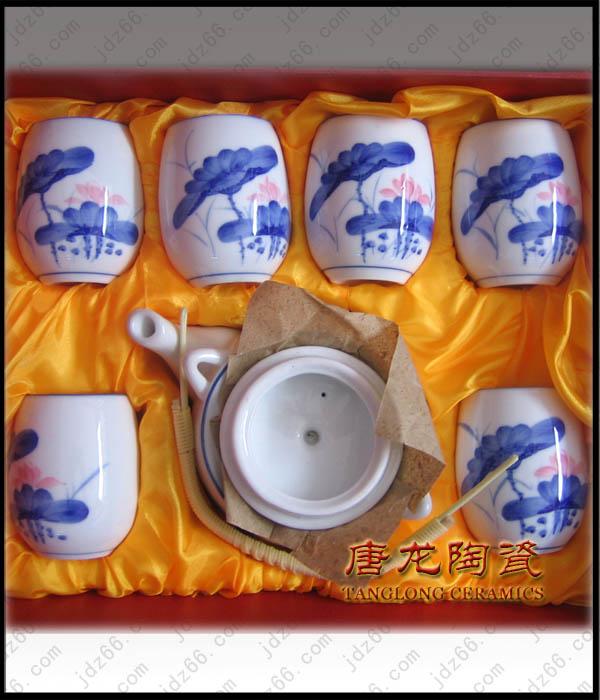 供應年終禮品陶瓷茶具手繪青花陶瓷茶具