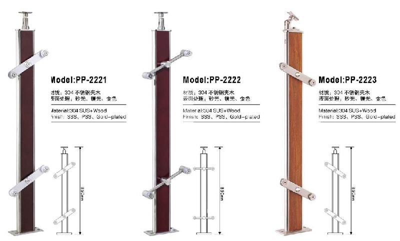 PP不锈钢圆管夹木立柱工程图片