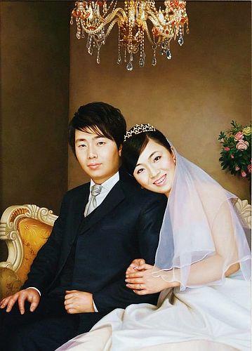 供應(yīng)手工婚紗油畫