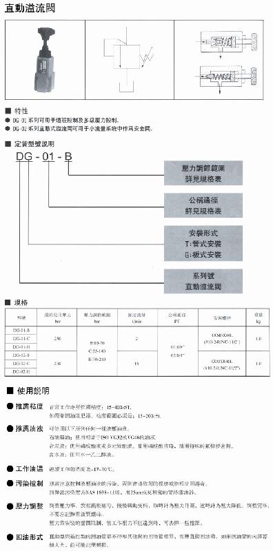 供应台湾JANUS登胜直动溢流阀DG-01-B