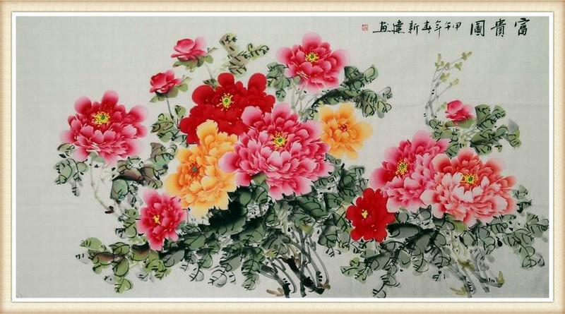 供應(yīng)長沙畫廊大型六尺名家牡丹國畫價優(yōu)