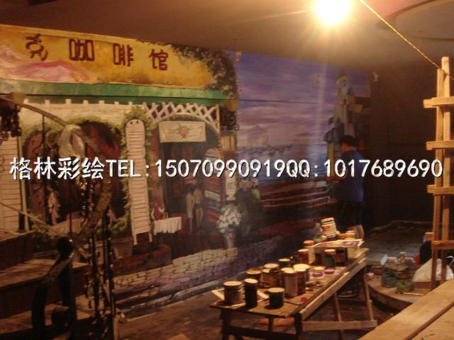 供應(yīng)南昌彩繪21克咖啡廳墻體彩繪壁畫15070990919