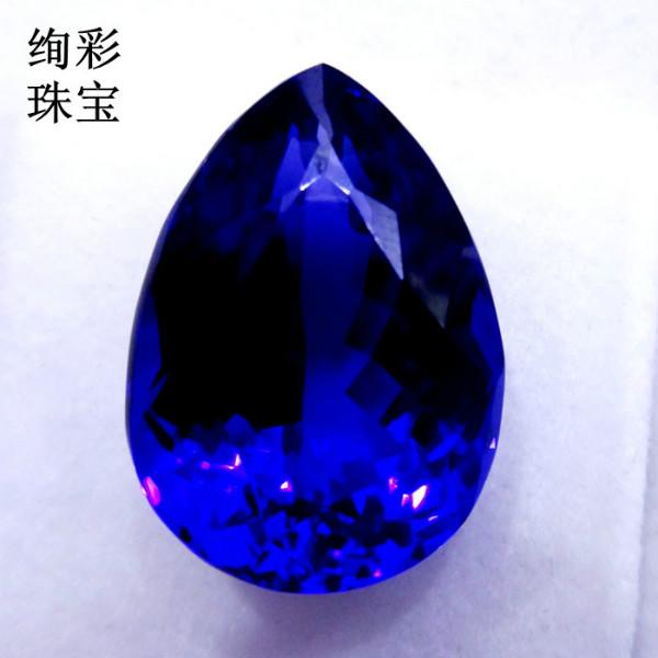 天然坦桑石水滴形戒面定制坦桑戒指圖片