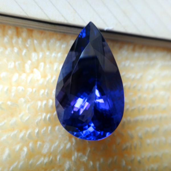 供應(yīng)定制天然坦桑石水滴形裸石絢彩珠寶