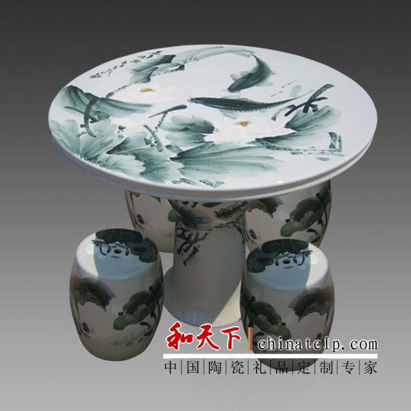 供應(yīng)陶瓷桌凳景德鎮(zhèn)陶瓷瓷桌、青花陶瓷桌子陶瓷凳子、粉彩陶瓷桌凳、手繪