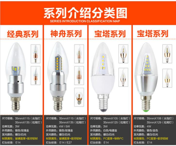 供应E14小螺口蜡烛灯  光源led尖泡拉尾 节能照明