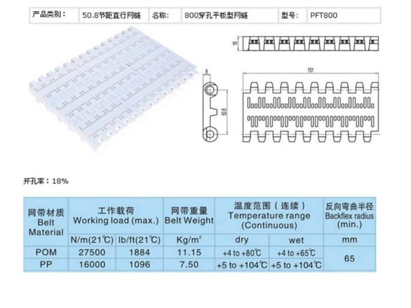 塑料800平板输送网带供应塑料800平板输送网带