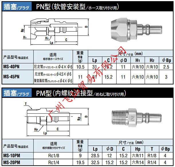 供应日东工器NITTO快速接头MC系列MC-03PH MC-03SH MC-05PM MC-05SM