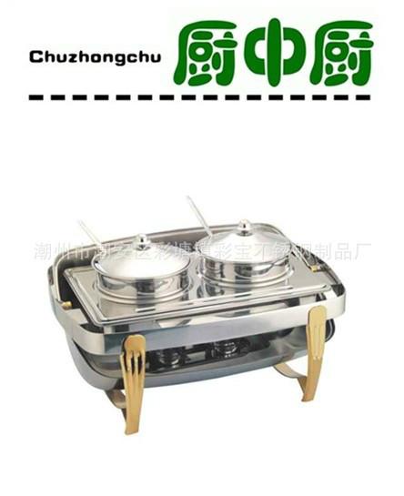 供應(yīng)不銹鋼方型全翻蓋自助雙湯爐