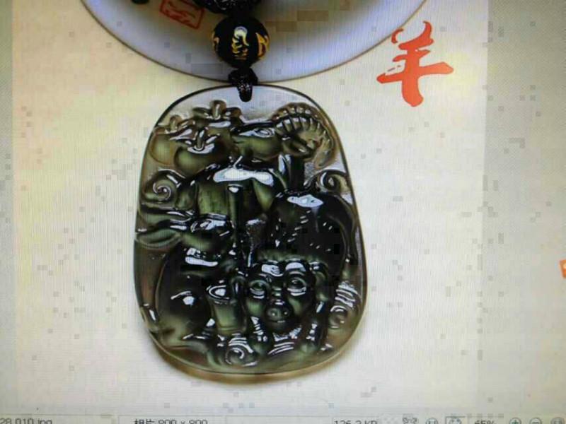 供應*福源水晶飾品男士生肖吊墜黑曜石