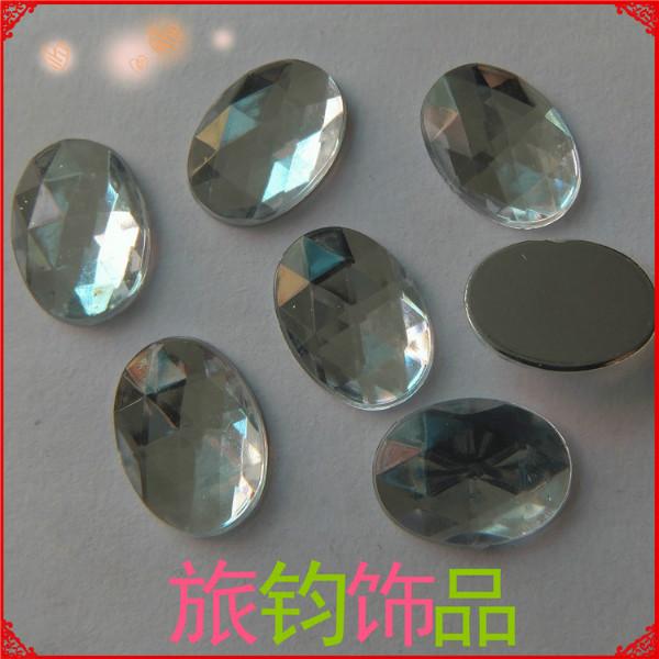 供应义乌平底椭圆亚克力钻 蛋形塑料仿台亚克力钻13X18MM